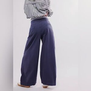 Free People Tegan Barrel Trouser Midnight Rain Navy XS NWT